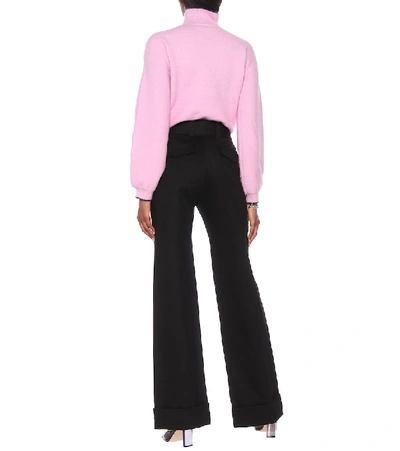 Shop Victoria Victoria Beckham Belted High-rise Jersey Pants In Black