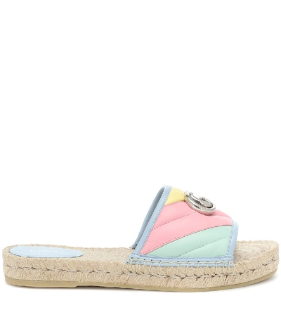 Shop Gucci Pilar Leather Espadrille Slides In Multicoloured