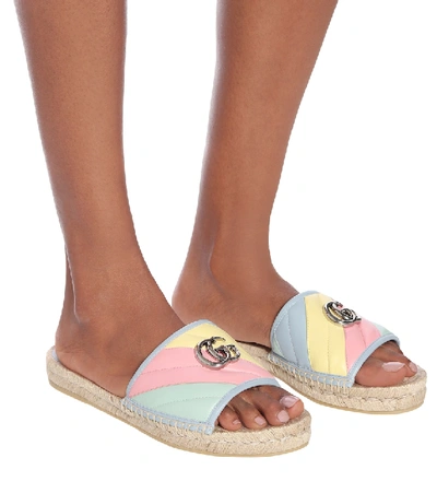 Shop Gucci Pilar Leather Espadrille Slides In Multicoloured