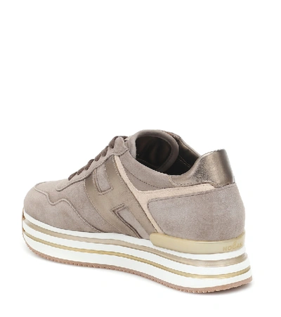 Hogan Midi Leather Platform Sneakers In Pallude