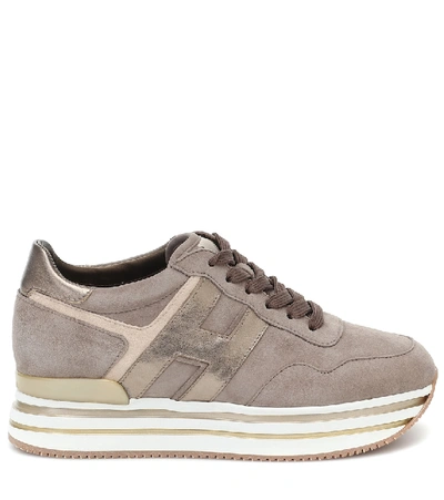 Hogan Midi Leather Platform Sneakers In Pallude