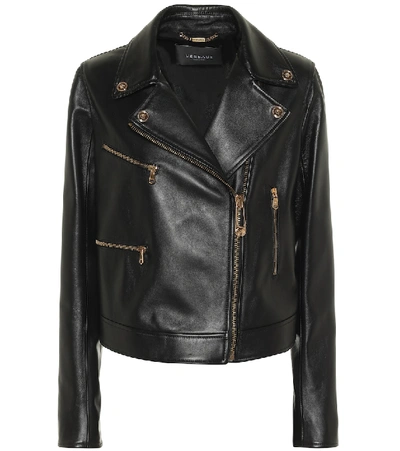 Shop Versace Safety Pin Leather Jacket In Black