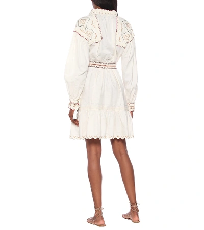 Shop Etro Embroidered Cotton Minidress In White