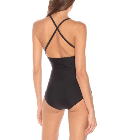 Shop Gucci Logo Swimsuit In Black