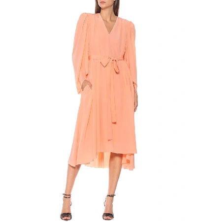 Shop Givenchy Crêpe De Chine Silk Midi Dress In Pink