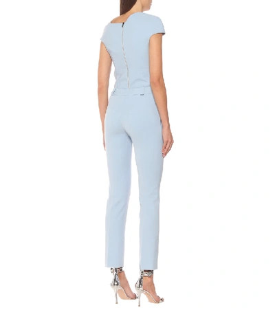 Shop Roland Mouret Lacerta Mid-rise Slim Crêpe Pants In Blue