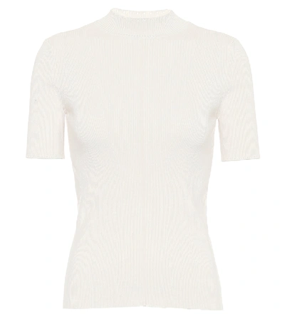 Shop Oscar De La Renta Silk-blend Top In White