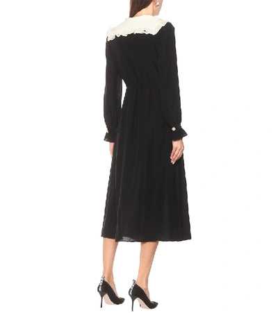 Shop Alessandra Rich Silk Midi Dress In Black