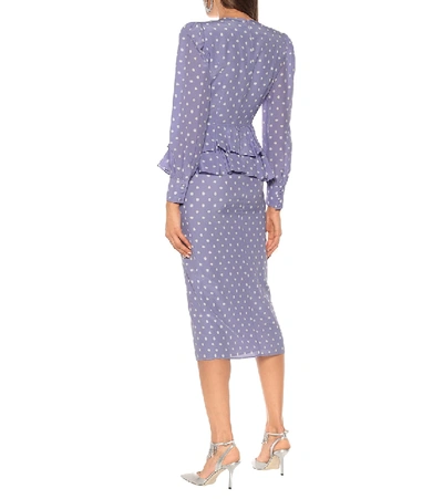 Shop Alessandra Rich Polka-dot Silk Midi Dress In Purple