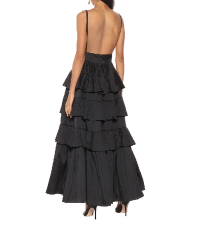 Shop Elie Saab Tiered Taffeta Gown In Black