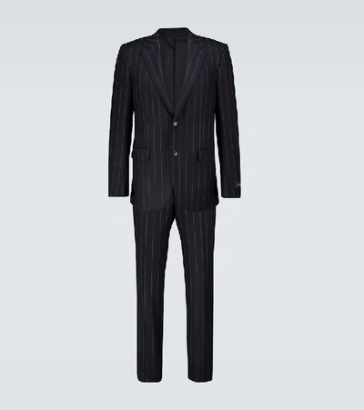 Shop Ermenegildo Zegna Pinstriped Single-breasted Suit In Blue