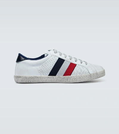 Shop Moncler Ryegrass Leather Sneakers In White