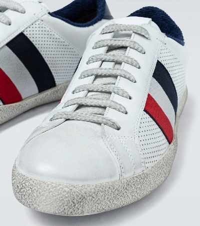 Shop Moncler Ryegrass Leather Sneakers In White