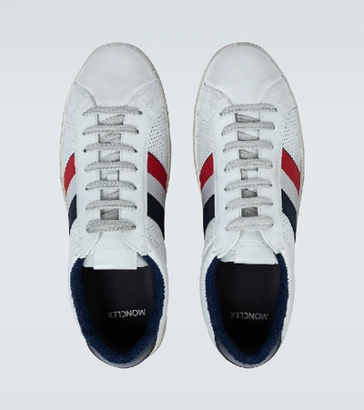 Shop Moncler Ryegrass Leather Sneakers In White