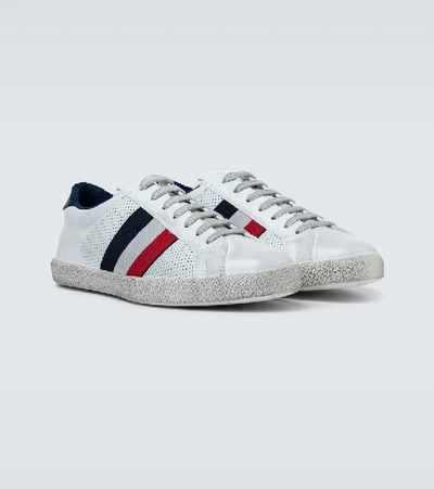 Shop Moncler Ryegrass Leather Sneakers In White