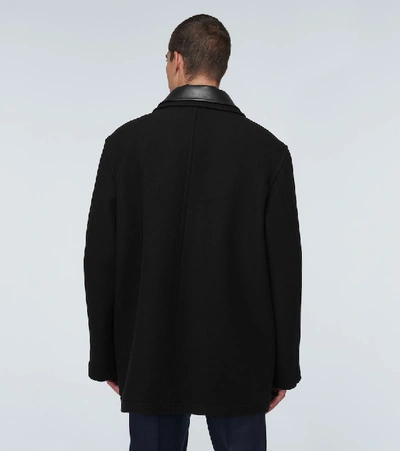 Shop Balenciaga Double Collar Wool Jacket In Black