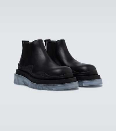 Shop Bottega Veneta Bv Tire Leather Boots In Black