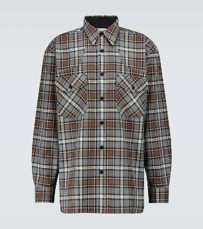 Shop Dries Van Noten Checked Flannel Shirt In Grey