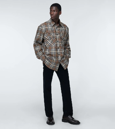 Shop Dries Van Noten Checked Flannel Shirt In Grey