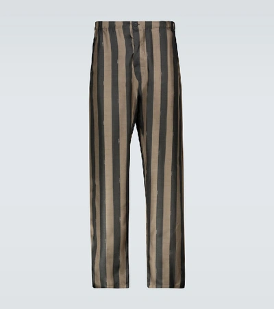 Shop Fendi Striped Silk Pants In Multicoloured