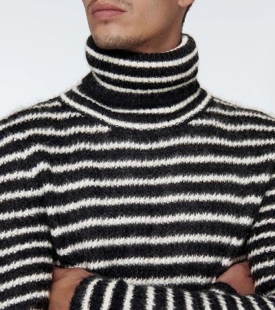 Shop Saint Laurent Mariniere Mohair-blend Turtleneck In Black