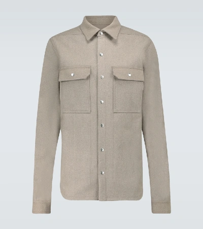 Shop Rick Owens Outhershirt Wool Shirt In Beige
