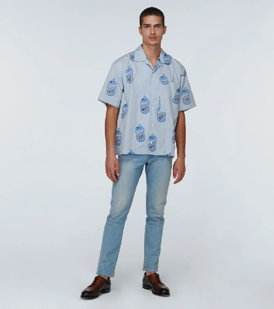 Shop Jacquemus La Chemise Jean Short-sleeved Shirt In Blue
