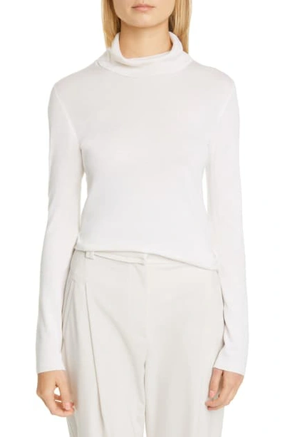 Shop Brunello Cucinelli Cashmere & Silk Turtleneck Sweater In Warm White