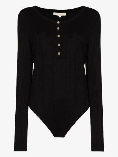 Shop Usisi Sister Knitted Button-up Bodysuit In Black