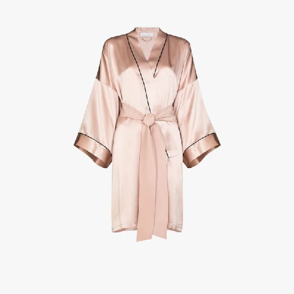 pink silk dressing gown