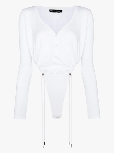 Shop Y/project V-neck Toggle Tie Bodysuit In White