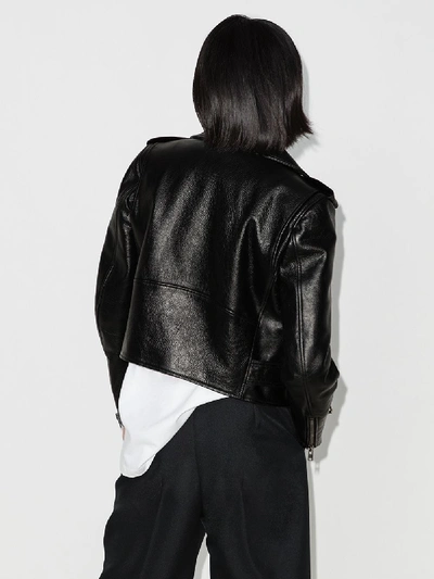 Shop Balenciaga Fitted Leather Biker Jacket In Black