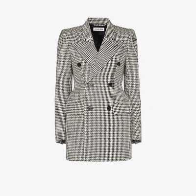 Shop Balenciaga Hourglass Houndstooth Double-breasted Blazer In White
