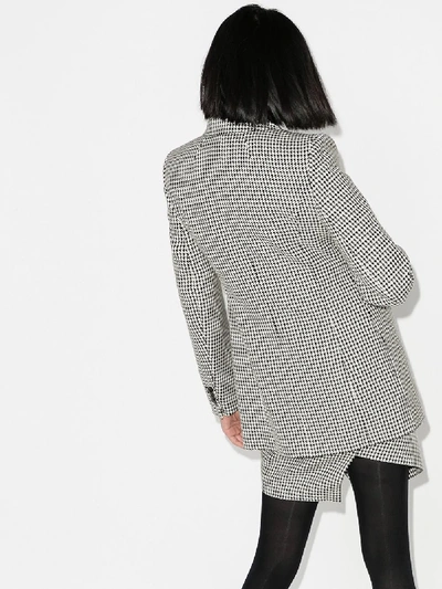 Shop Balenciaga Hourglass Houndstooth Double-breasted Blazer In White