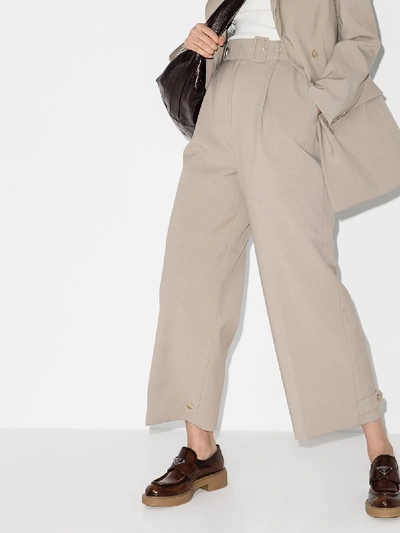 Shop The Frankie Shop Elvira Belted Wide Leg Trousers In Grey