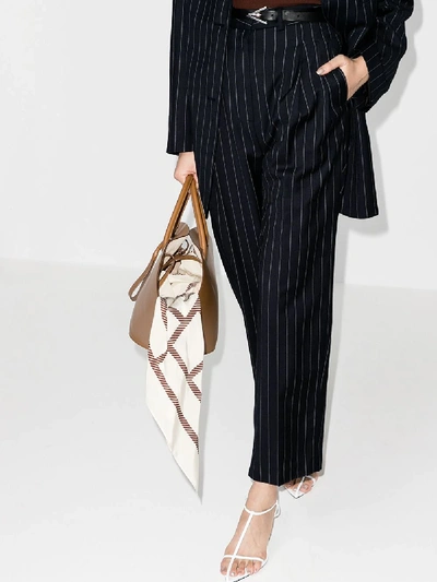 Shop The Frankie Shop Pernille Tailored Pinstripe Trousers In Blue