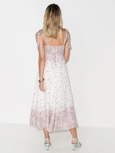 Shop Zimmermann White Carnaby Floral Print Midi Dress