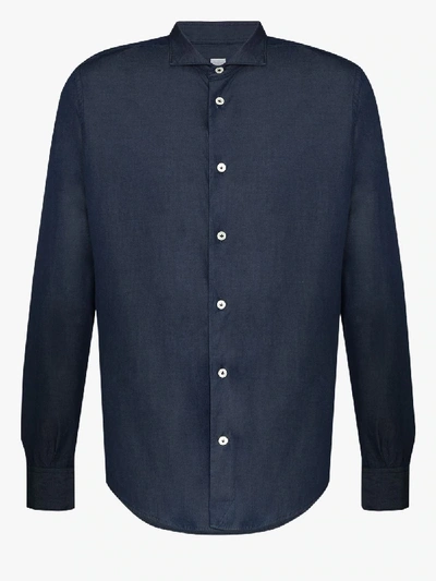 Shop Eleventy Dandy Cotton Shirt In Blue