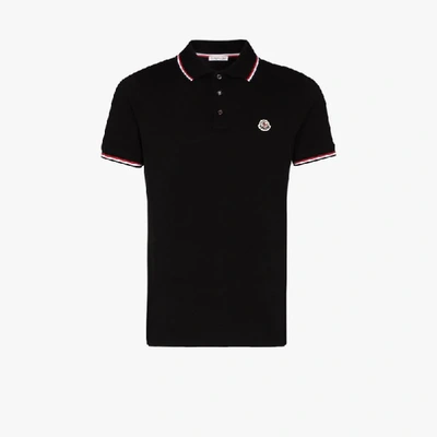 Shop Moncler Classic Logo Polo Shirt In Black