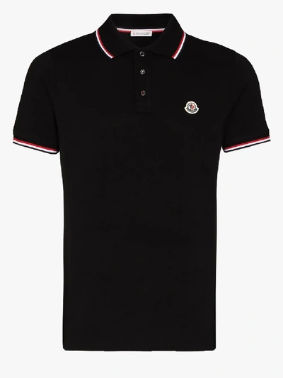 Shop Moncler Classic Logo Polo Shirt In Black