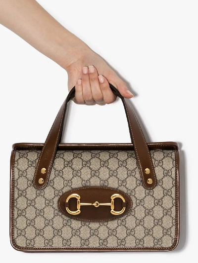 Shop Gucci Horsebit Boston Gg Supreme Tote Bag In Brown