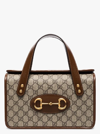 Shop Gucci Horsebit Boston Gg Supreme Tote Bag In Brown