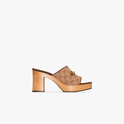 Shop Gucci Brown Houdan 85 Gg Supreme Mules In Neutrals