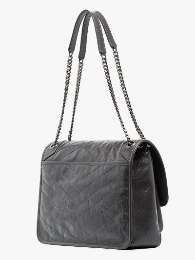Shop Saint Laurent Grey Niki Large Leather Shoulder Bag