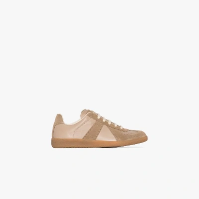 Shop Maison Margiela Beige Replica Leather Sneakers In Neutrals