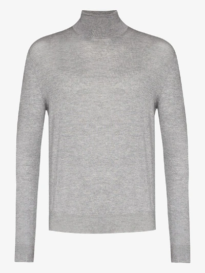 Shop Canali Turtleneck Wool Jumper In Grey