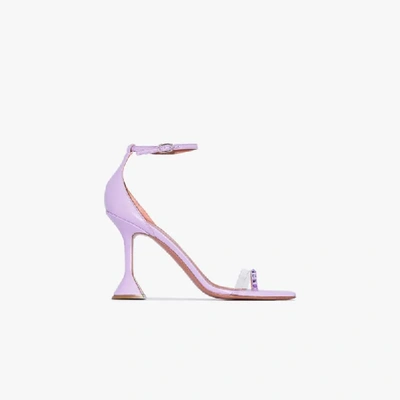 Shop Amina Muaddi Oya 95 Crystal Leather Sandals In Purple