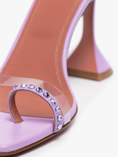 Shop Amina Muaddi Oya 95 Crystal Leather Sandals In Purple