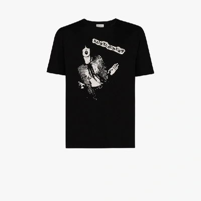 Shop Saint Laurent Rock Icon Print T-shirt In Black