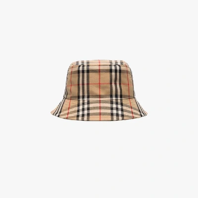 Shop Burberry Brown Vintage Check Cotton Bucket Hat